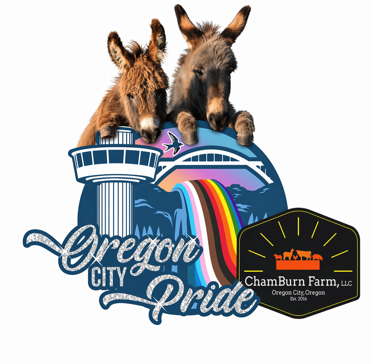 OC pride Logo with Donkeys